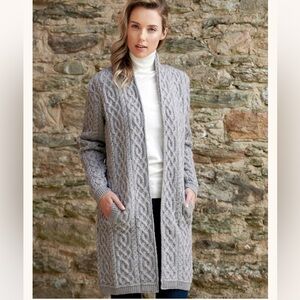 Aran Cable Knit Sweater 100% Merino Wool